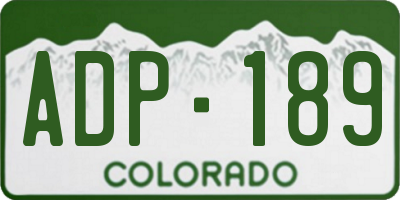 CO license plate ADP189