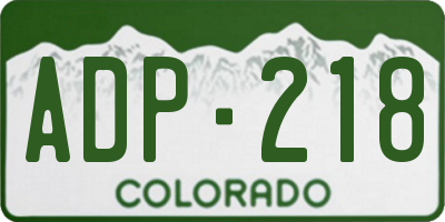 CO license plate ADP218