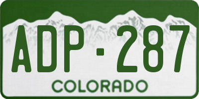 CO license plate ADP287