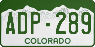 CO license plate ADP289