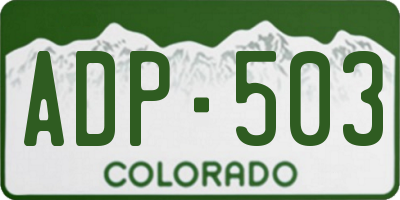 CO license plate ADP503