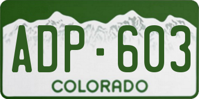 CO license plate ADP603