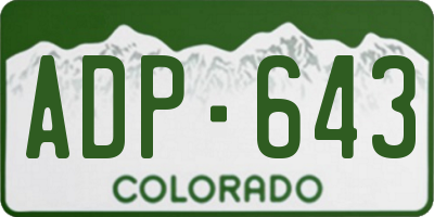 CO license plate ADP643