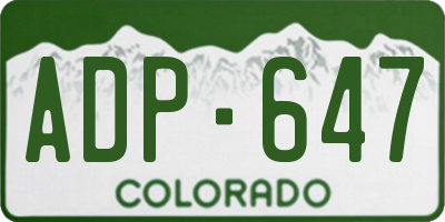 CO license plate ADP647