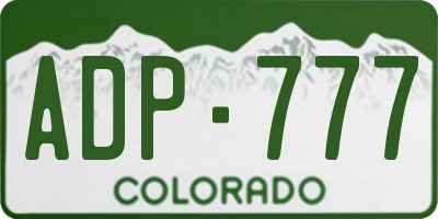 CO license plate ADP777