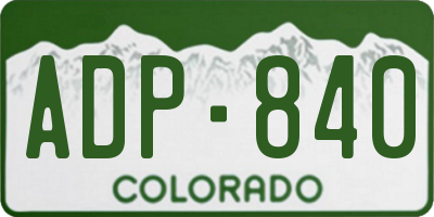 CO license plate ADP840