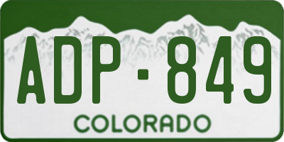 CO license plate ADP849