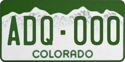 CO license plate ADQ000