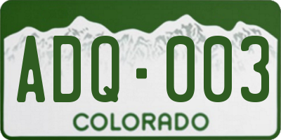 CO license plate ADQ003
