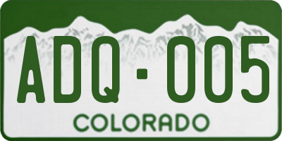 CO license plate ADQ005