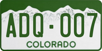 CO license plate ADQ007