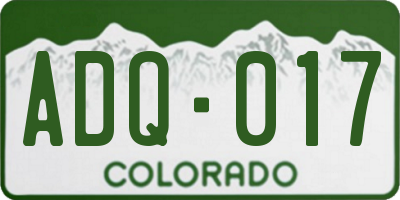 CO license plate ADQ017