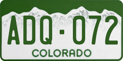 CO license plate ADQ072