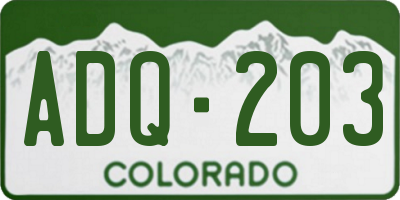 CO license plate ADQ203
