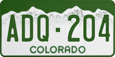 CO license plate ADQ204