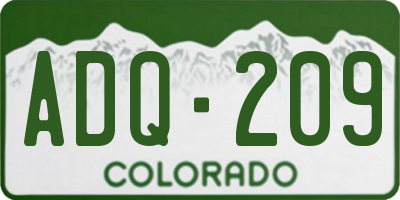 CO license plate ADQ209