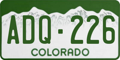 CO license plate ADQ226