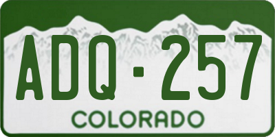 CO license plate ADQ257