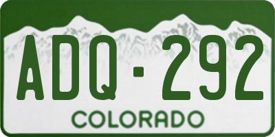 CO license plate ADQ292