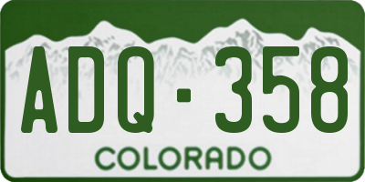CO license plate ADQ358