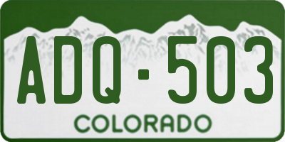 CO license plate ADQ503