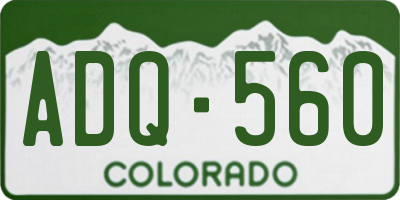 CO license plate ADQ560
