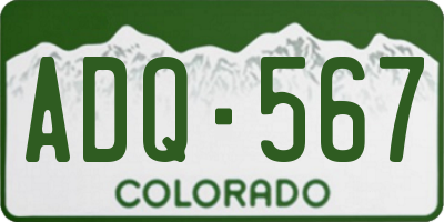 CO license plate ADQ567