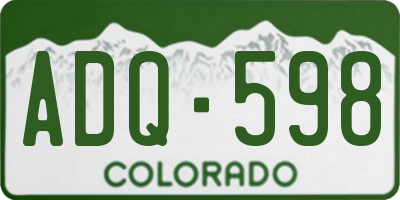 CO license plate ADQ598