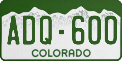 CO license plate ADQ600