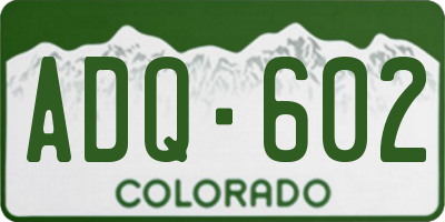 CO license plate ADQ602