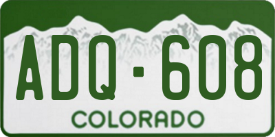 CO license plate ADQ608