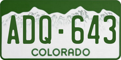 CO license plate ADQ643