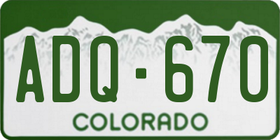 CO license plate ADQ670