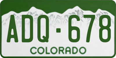 CO license plate ADQ678