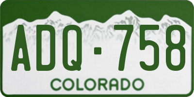 CO license plate ADQ758