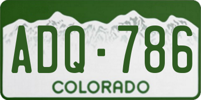 CO license plate ADQ786