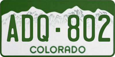 CO license plate ADQ802