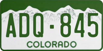 CO license plate ADQ845