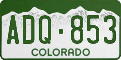 CO license plate ADQ853