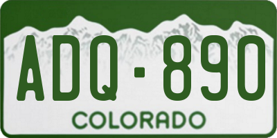 CO license plate ADQ890