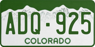 CO license plate ADQ925
