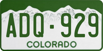 CO license plate ADQ929