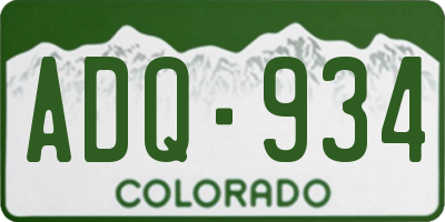 CO license plate ADQ934