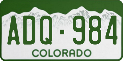 CO license plate ADQ984