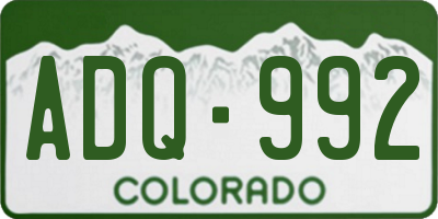 CO license plate ADQ992