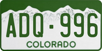 CO license plate ADQ996