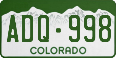 CO license plate ADQ998