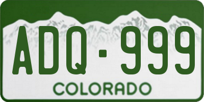 CO license plate ADQ999
