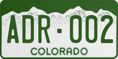 CO license plate ADR002