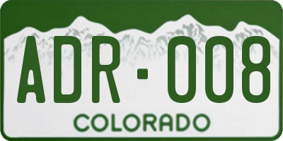 CO license plate ADR008